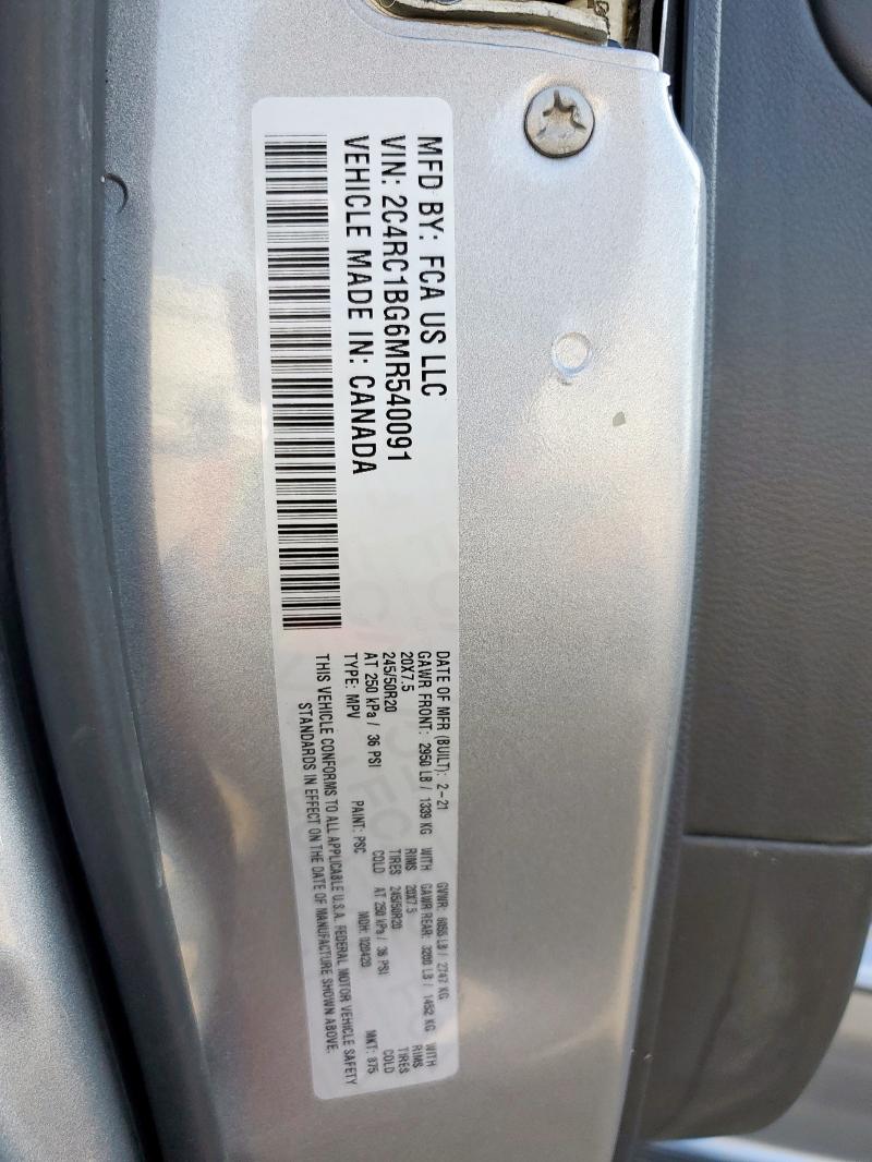 2C4RC1BG6MR540091 - 2021 CHRYSLER PACIFICA TOURING L SILVER photo 14