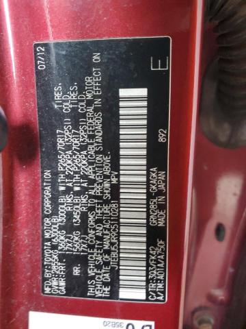 JTEBU5JR9C5110281 - 2012 TOYOTA 4RUNNER SR5 RED photo 13