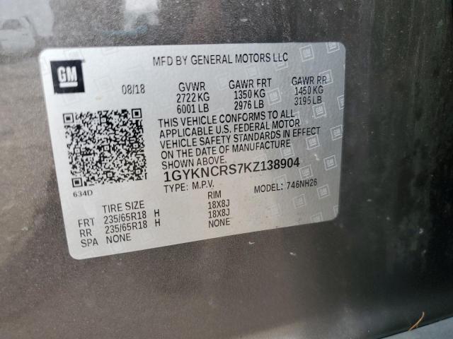 1GYKNCRS7KZ138904 - 2019 CADILLAC XT5 LUXURY Gri fotoğraf 12