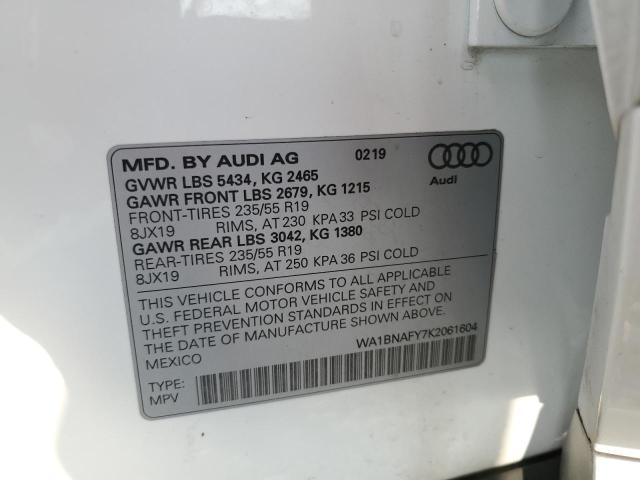 WA1BNAFY7K2061604 - 2019 AUDI Q5 PREMIUM PLUS 白色 照片 13