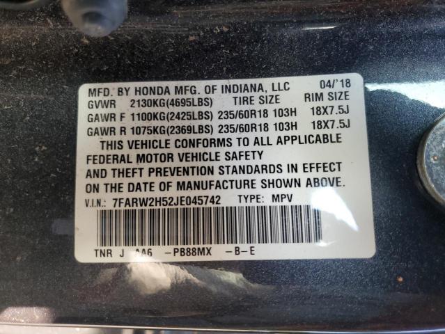 7FARW2H52JE045742 - 2018 HONDA CR-V EX GRAY photo 13