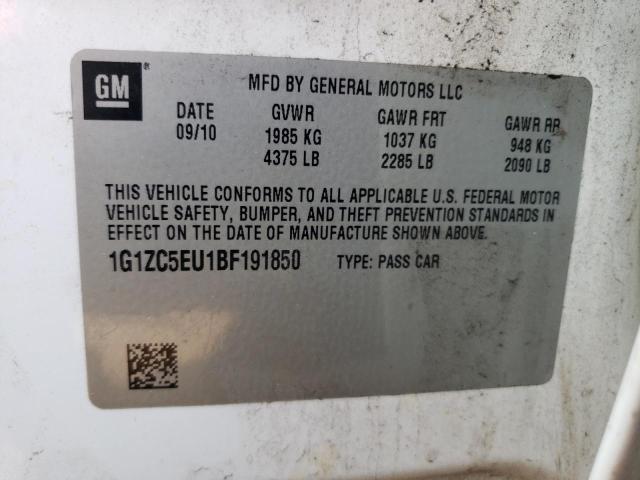 1G1ZC5EU1BF191850 - 2011 CHEVROLET MALIBU 1LT WHITE photo 13