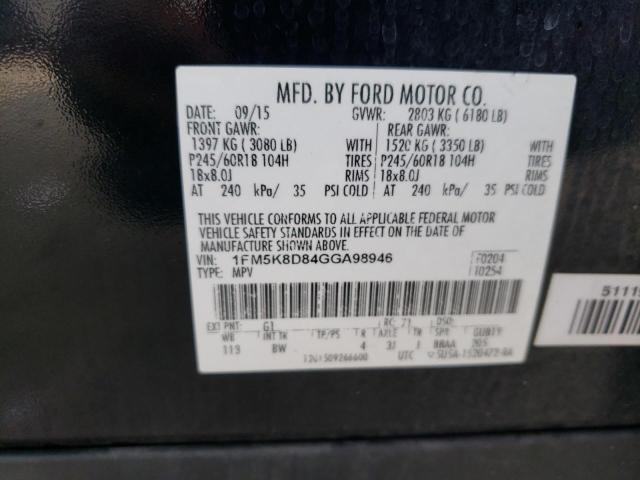 1FM5K8D84GGA98946 - 2016 FORD EXPLORER XLT შავი ფოტო 23