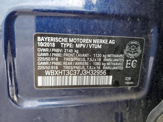 WBXHT3C37J3H32956 - 2018 BMW X1 XDRIVE28I BLUE photo 12