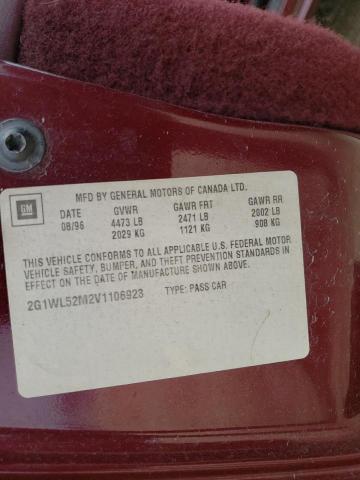 2G1WL52M2V1106923 - 1997 CHEVROLET LUMINA BASE BURGUNDY photo 12