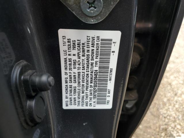 19XFB2F50DE094624 - 2013 HONDA CIVIC LX GRAY photo 13