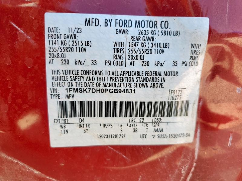 1FMSK7DH0PGB94831 - 2023 FORD EXPLORER XLT Qırmızı foto 13