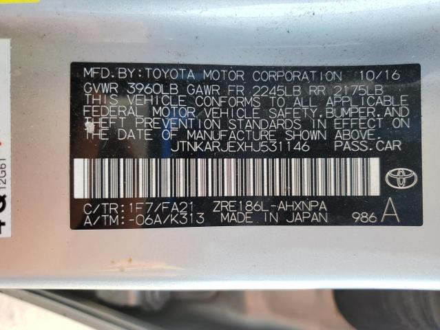 JTNKARJEXHJ531146 - 2017 TOYOTA COROLLA IM SILVER photo 12