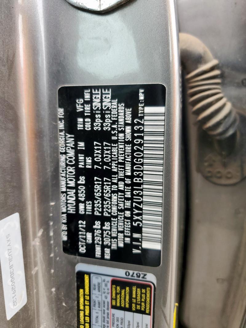 5XYZU3LB3DG029132 - 2013 HYUNDAI SANTA FE S GRAY photo 14