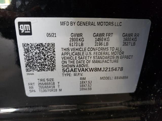 5GAEVAKW8MJ215478 - 2021 BUICK ENCLAVE ESSENCE 黑色 照片 13