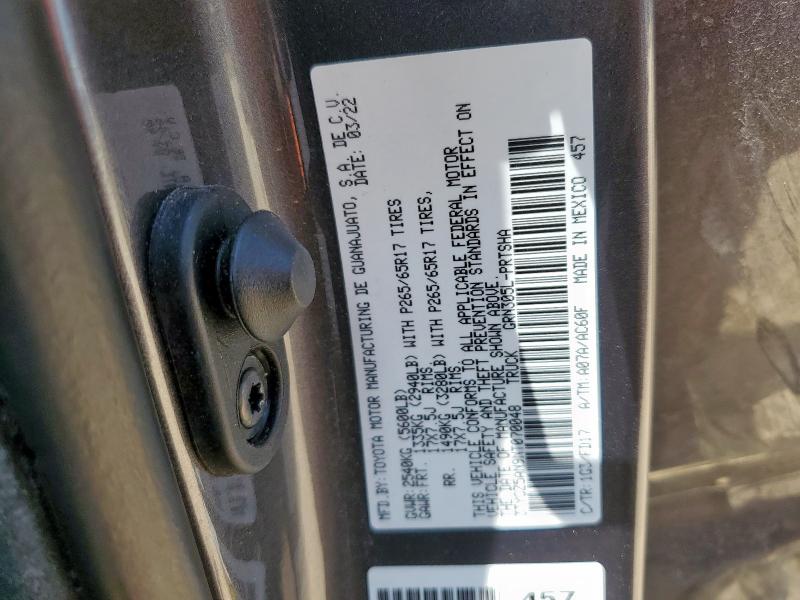 3TYCZ5AN9NT070048 - 2022 TOYOTA TACOMA DOUBLE CAB Boz foto 12