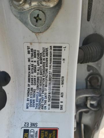 1HGFA168X8L003137 - 2008 HONDA CIVIC EX WHITE photo 12