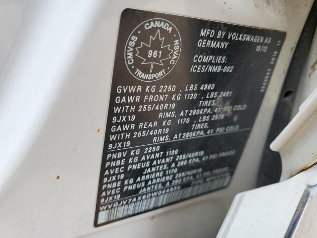 WVGJV7AX6DW044934 - 2013 VOLKSWAGEN TIGUAN S WHITE photo 12