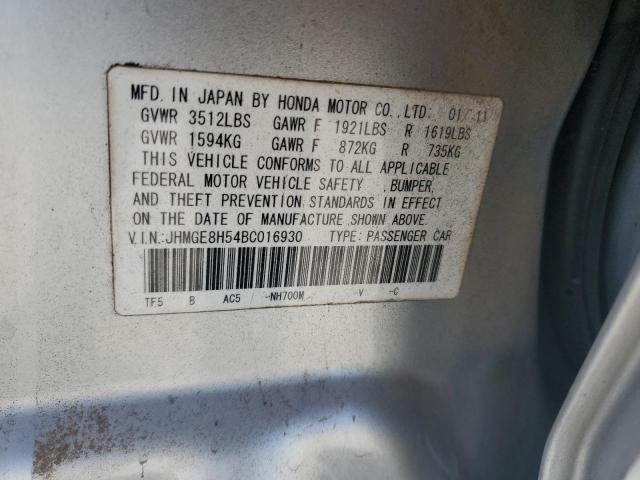 JHMGE8H54BC016930 - 2011 HONDA FIT SPORT SILVER photo 13