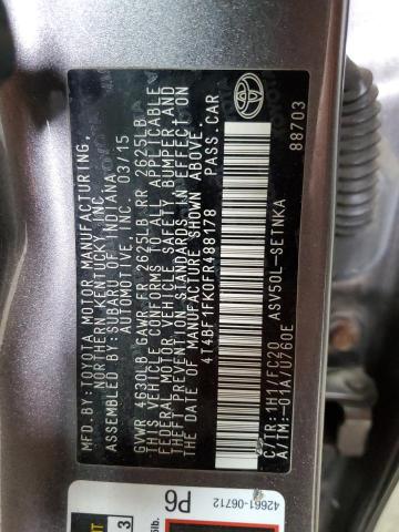 4T4BF1FK0FR488178 - 2015 TOYOTA CAMRY LE GRAY photo 13