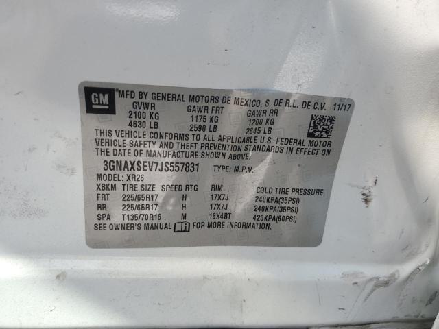 3GNAXSEV7JS557831 - 2018 CHEVROLET EQUINOX LT WHITE photo 14