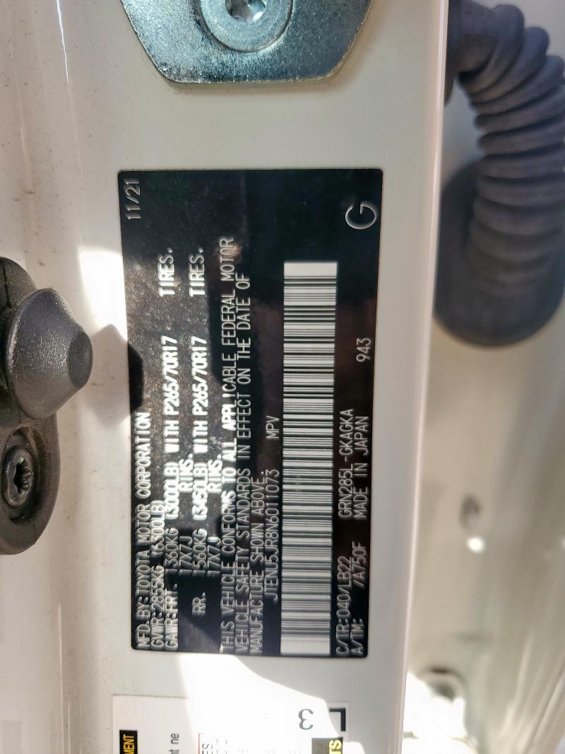 JTENU5JR8N6011073 - 2022 TOYOTA 4RUNNER SR5/SR5 PREMIUM Ağ foto 13