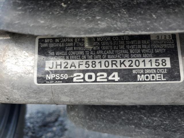 JH2AF5810RK201158 - 2024 HONDA NPS50 BLACK photo 10