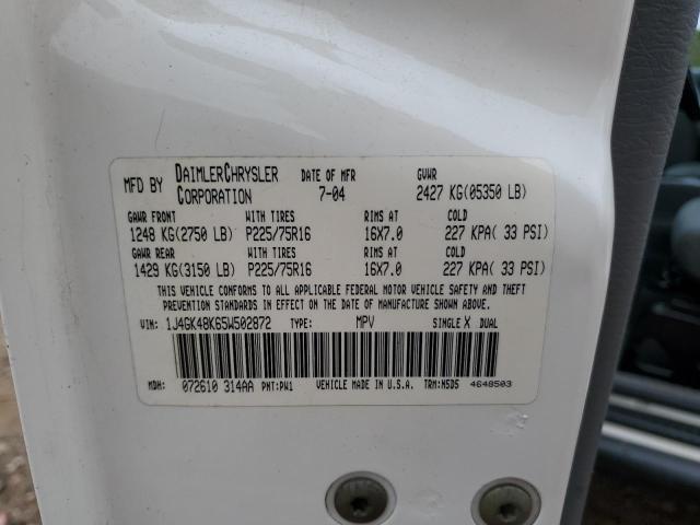 1J4GK48K65W502872 - 2005 JEEP LIBERTY SPORT WHITE photo 14