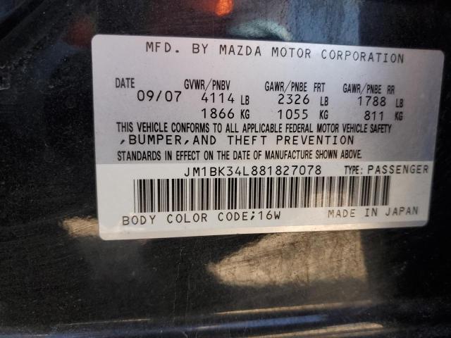 JM1BK34L881827078 - 2008 MAZDA SPEED 3 CHARCOAL photo 12