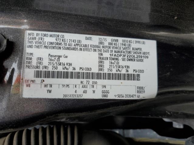 1FADP3F22GL259109 - 2016 FORD FOCUS SE GRAY photo 12