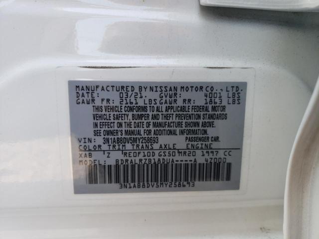 3N1AB8DV5MY258693 - 2021 NISSAN SENTRA SR WHITE photo 12