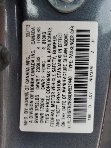 2HGFB2F84DH537440 - 2013 HONDA CIVIC EX Boz foto 12