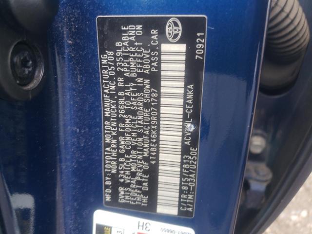 4T4BE46KX9R071787 - 2009 TOYOTA CAMRY BASE BLUE photo 13