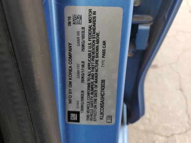 KL8CD6SA5HC743038 - 2017 CHEVROLET SPARK 1LT BLUE photo 12