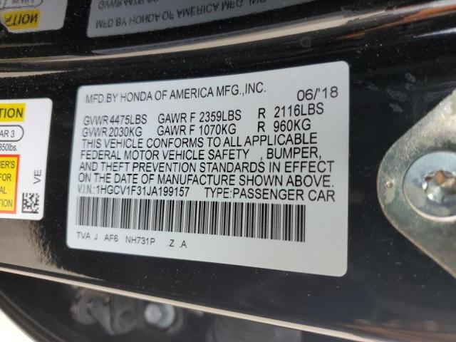 1HGCV1F31JA199157 - 2018 HONDA ACCORD SPORT 黑色 照片 12