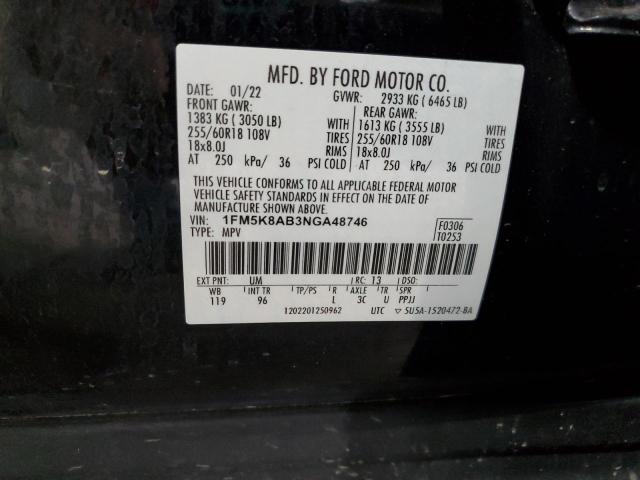 1FM5K8AB3NGA48746 - 2022 FORD EXPLORER POLICE INTERCEPTOR BLACK photo 14