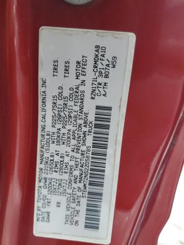 5TEWM72N52Z058785 - 2002 TOYOTA TACOMA XTRACAB RED photo 12