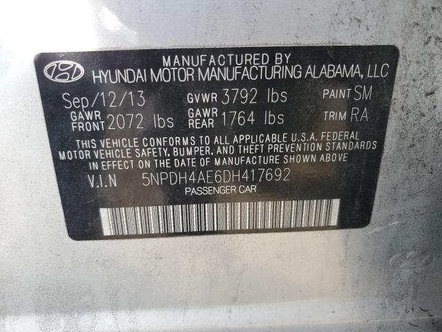 5NPDH4AE6DH417692 - 2013 HYUNDAI ELANTRA GLS SILVER photo 12