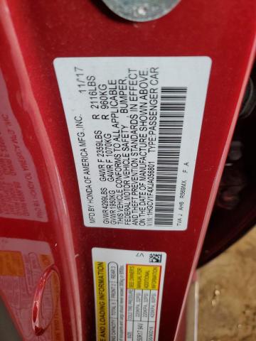 1HGCV1F4XJA056801 - 2018 HONDA ACCORD EX RED photo 12