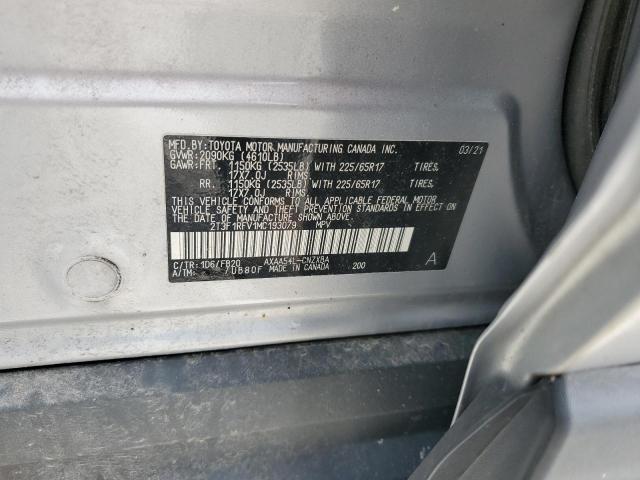 2T3F1RFV1MC193079 - 2021 TOYOTA RAV4 LE SILVER photo 13