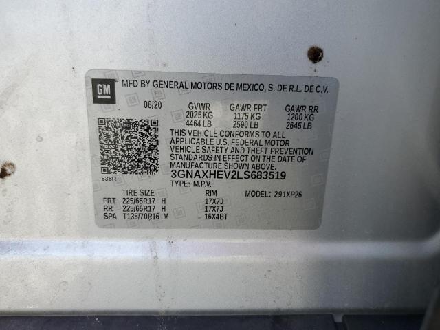 3GNAXHEV2LS683519 - 2020 CHEVROLET EQUINOX LS Srebrny zdjęcie 14