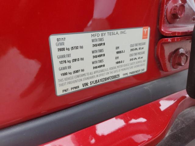 5YJSA1E28HF208825 - 2017 TESLA MODEL S 红色 照片 12