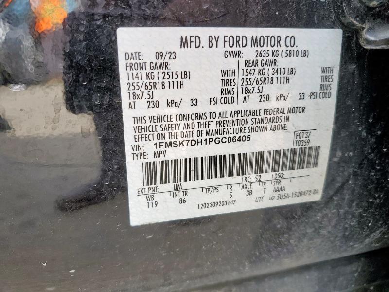 1FMSK7DH1PGC06405 - 2023 FORD EXPLORER XLT Schwarz Foto 13