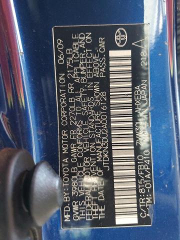 JTDKN3DU2A0016128 - 2010 TOYOTA PRIUS BLUE photo 12