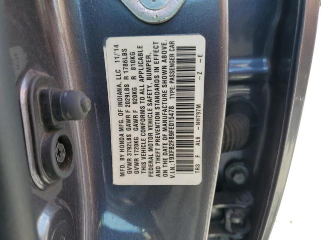 19XFB2F89FE015478 - 2015 HONDA CIVIC EX GRAY photo 12