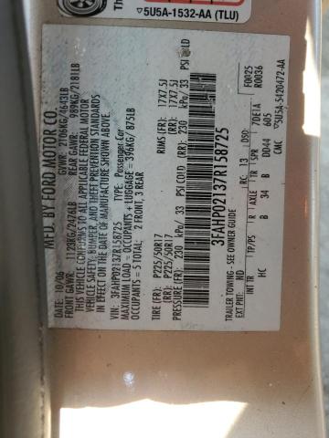 3FAHP02137R158725 - 2007 FORD FUSION SEL BEIGE photo 12