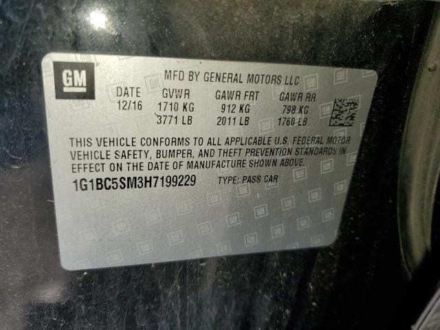 1G1BC5SM3H7199229 - 2017 CHEVROLET CRUZE LS BLACK photo 12