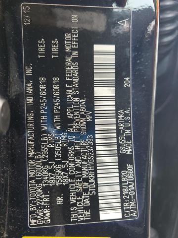 5TDJKRFH1GS237393 - 2016 TOYOTA HIGHLANDER XLE შავი ფოტო 14