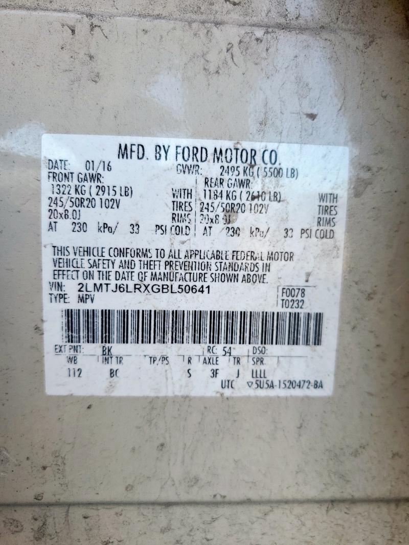 2LMTJ6LRXGBL50641 - 2016 LINCOLN MKX RESERVE 棕色 照片 12