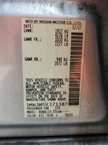 1N4AL3AP5JC171387 - 2018 NISSAN ALTIMA 2.5 فضي صورة 12