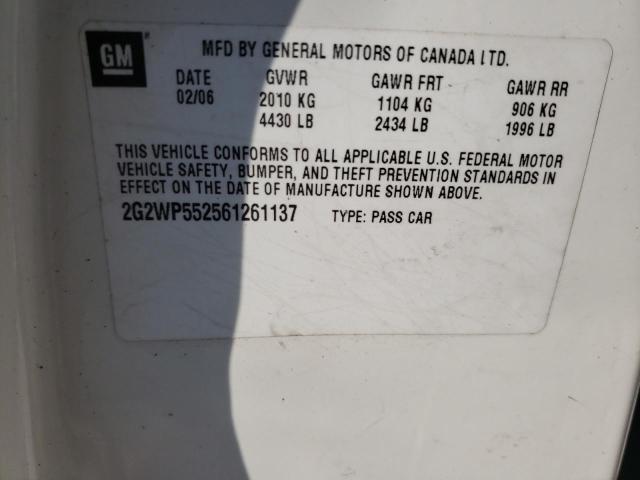 2G2WP552561261137 - 2006 PONTIAC GRAND PRIX 白色 照片 12