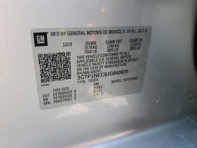 3GTP1NEC9JG643830 - 2018 GMC SIERRA C1500 SLT SILVER photo 12