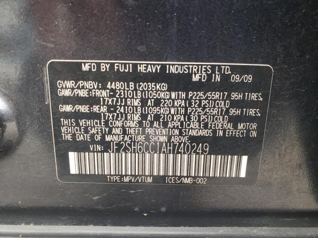 JF2SH6CC1AH740249 - 2010 SUBARU FORESTER 2.5X PREMIUM BLACK photo 12