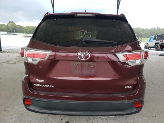 5TDKKRFH2GS187124 - 2016 TOYOTA HIGHLANDER XLE BURGUNDY photo 6