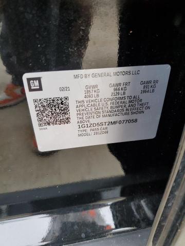 1G1ZD5ST2MF077058 - 2021 CHEVROLET MALIBU LT BLACK photo 12